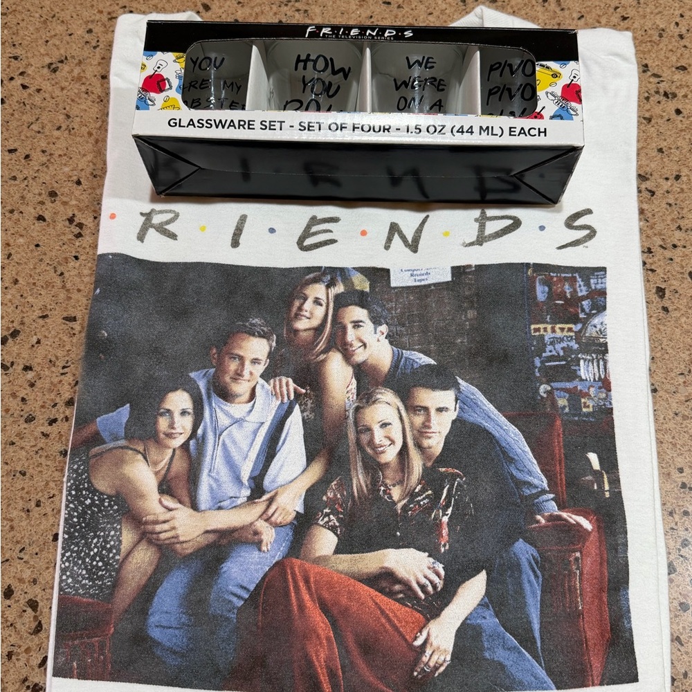 Friends shot glass and shirt bundle